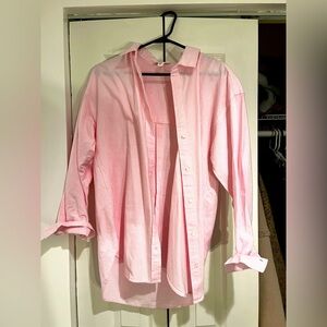 Beachlunchlounge pink and white coastal striped button down size S new w/o tags